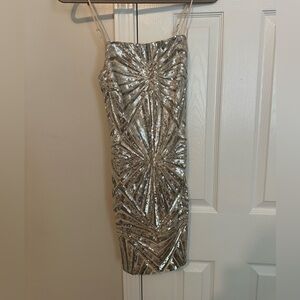 Lulus Silver and gold Sequin Dress